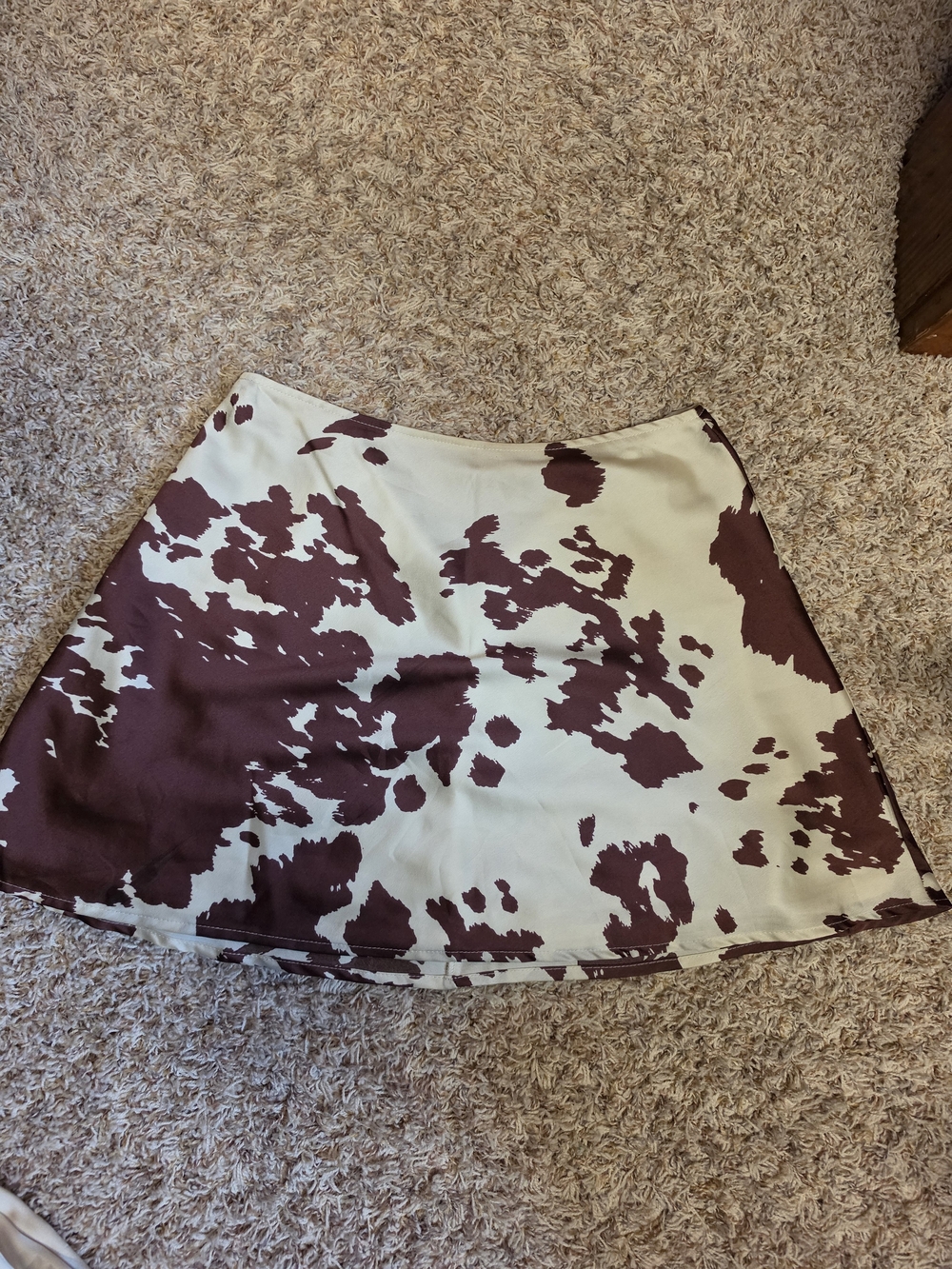 Dress Forum Cream and Brown Cow-Print Mini Skirt